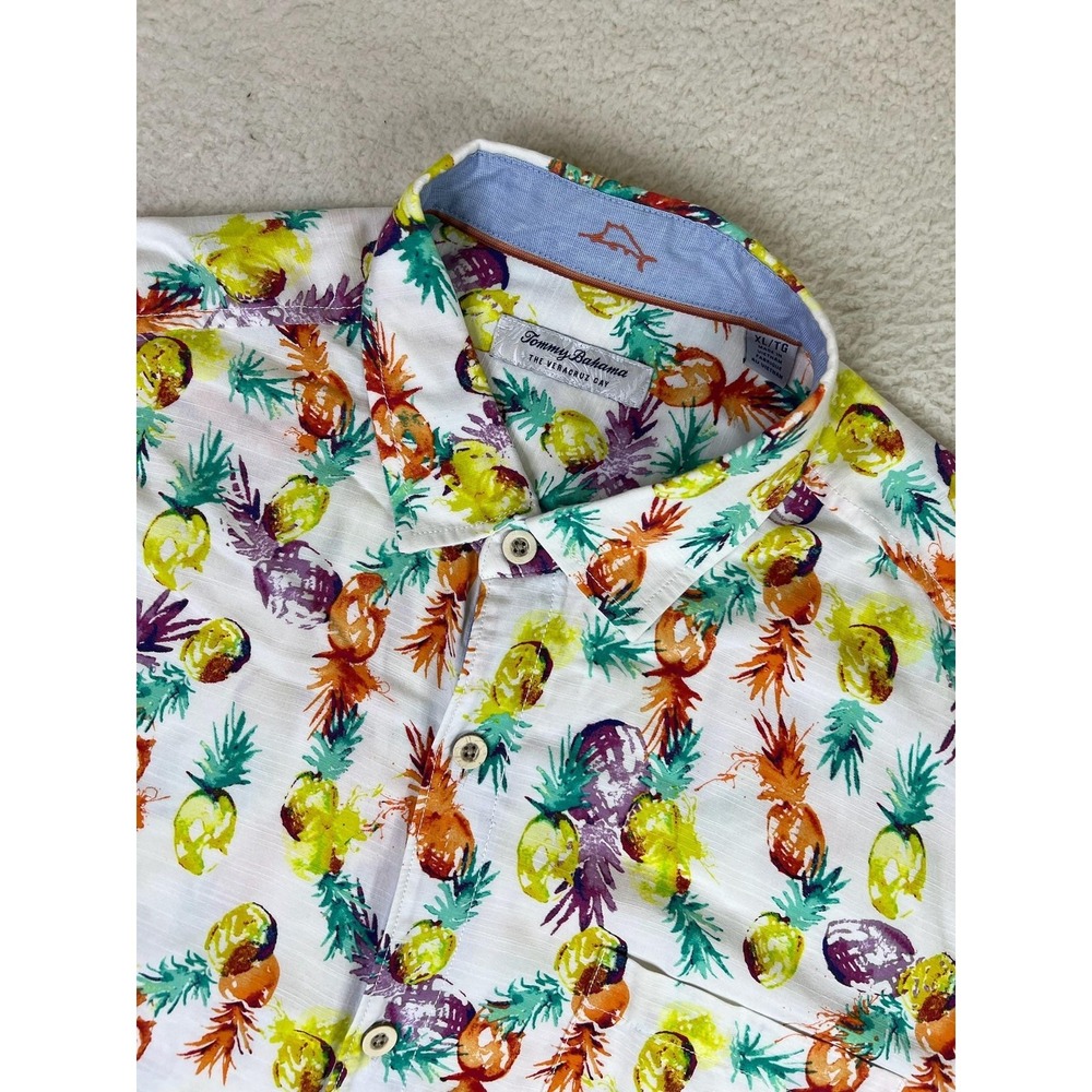 Tommy Bahama Shirt Mens XL Multicolor Pineapple Veracruz Cay Hawaiian Button Up